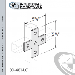 Flat Cross Plate From Steel-Powder Coat Green With 5-Holes X 5-3/8 in. Long