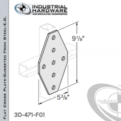 Flat Cross Plate-Gusseted From Steel-E.G. (ZP) With 7-Holes X 9-1/8 in. Long