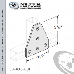 Flat Tee Plate-Gusseted From Steel-Hot Dip Galv. With 5-Holes X 5-3/8 in. Long