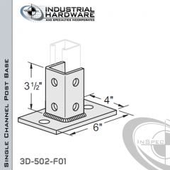 Single Channel Post Base From Steel-E.G. (ZP) With 6-Hole Inline 3-Sided Post