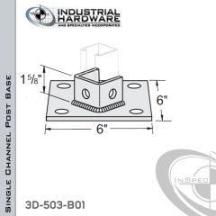 Single Channel Post Base From Stainless Type 304 With 3-Hole Angled 3-Sided Post