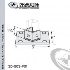 Single Channel Post Base From Steel-E.G. (ZP) With 3-Hole Angled 3-Sided Post