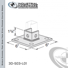 Single Channel Post Base From Steel-Powder Coat Green With 3-Hole Angled 3-Sided Post