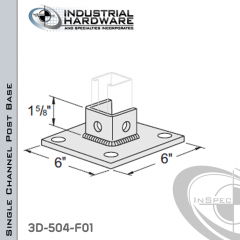 Single Channel Post Base From Steel-E.G. (ZP) With 3-Hole Inline 3-Sided Post