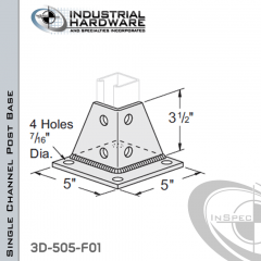 Single Channel Post Base From Steel-E.G. (ZP) With 4-Hole Inline 2-Sided Post