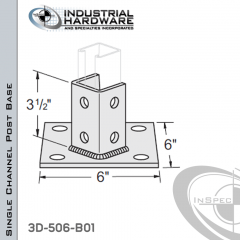 Single Channel Post Base From Stainless Type 304 With 6-Hole Angled 3-Sided Post