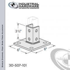 Single Channel Post Base From Aluminum With 6-Hole Inline 3-Sided Post