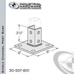 Single Channel Post Base From Stainless Type 304 With 6-Hole Inline 3-Sided Post