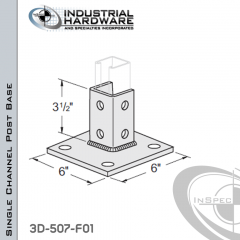 Single Channel Post Base From Steel-E.G. (Zinc Plated) With 6-Hole Inline 3-Sided Post