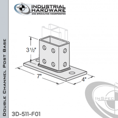 Double Channel Post Base From Steel-E.G. (ZP) With 12-Hole Inline Tube Post