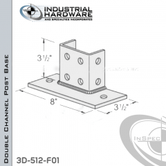 Double Channel Post Base From Steel-E.G. (ZP) With 8-Hole Flush Inline 3-Sided Post