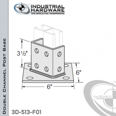 Double Channel Post Base From Steel-E.G. (ZP) With 8-Hole Angled 3-Sided Post