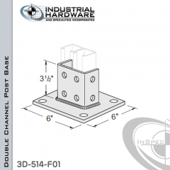 Double Channel Post Base From Steel-E.G. (ZP) With 8-Hole Inline 3-Sided Post