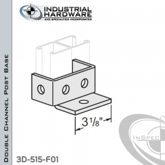 Double Channel Post Base From Steel-E.G. (ZP) With 5-Hole Inline 3-Sided Post