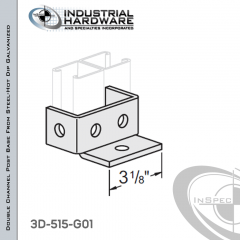 Double Channel Post Base From Steel-Hot Dip Galv. With 5-Hole Inline 3-Sided Post