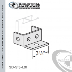 Double Channel Post Base From Steel-Powder Coat Green With 5-Hole Inline 3-Sided Post