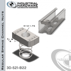 Regular Spring Channel Nuts ( Strut ) Stainless 304 M12-1.75 X 3/8