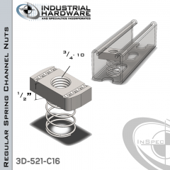 Regular Spring Channel Nuts ( Strut ) Stainless 316 3/4-10 X 1/2