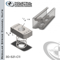 Regular Spring Channel Nuts ( Strut ) Stainless 316 1/2-13 X 3/8