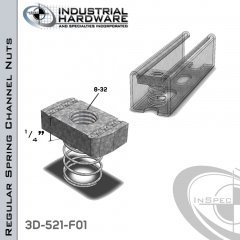 Regular Spring Channel Nuts ( Strut ) Steel-E.G. 8-32 X 1/4