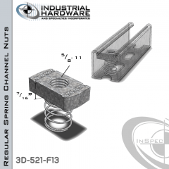 Regular Spring Channel Nuts ( Strut ) Steel-E.G. 5/8-11 X 7/16