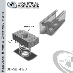 Regular Spring Channel Nuts ( Strut ) Steel-E.G. M8-1.25 X 1/4