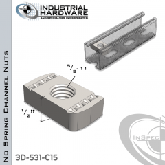 No Spring Channel Nuts ( Strut ) Stainless 316 5/8-11 X 1/2