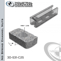 No Spring Channel Nuts ( Strut ) Stainless Type 316 M8-1.25 X 1/4