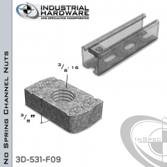 No Spring Channel Nuts ( Strut ) Steel-E.G. 3/8-16 X 3/8