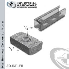 No Spring Channel Nuts ( Strut ) Steel-E.G. 1/2-13 X 3/8