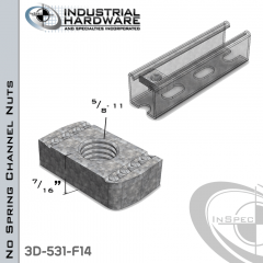 No Spring Channel Nuts ( Strut ) Steel-E.G. 5/8-11 X 7/16