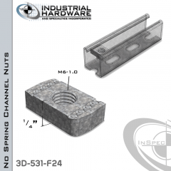 No Spring Channel Nuts ( Strut ) Steel-E.G. M6-1.0 X 1/4