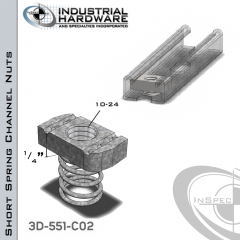 Short Spring Channel Nuts ( Strut ) Stainless Type 316 10-24 X 1/4