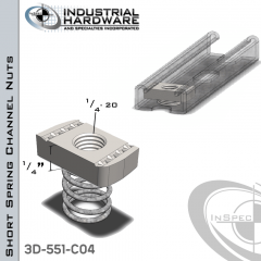 Short Spring Channel Nuts ( Strut ) Stainless 316 1/4-20 X 1/4