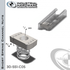 Short Spring Channel Nuts ( Strut ) Stainless 316 1/4-20 X 3/8