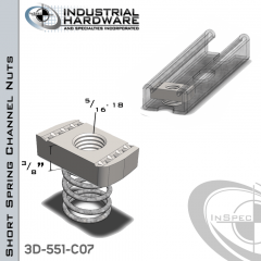 Short Spring Channel Nuts ( Strut ) Stainless 316 5/16-18 X 3/8