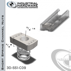 Short Spring Channel Nuts ( Strut ) Stainless 316 3/8-16 X 3/8