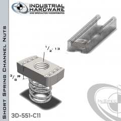 Short Spring Channel Nuts ( Strut ) Stainless 316 1/2-13 X 3/8