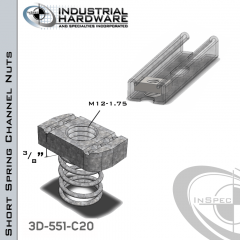 Short Spring Channel Nuts ( Strut ) Stainless Type 316 M12-1.75 X 3/8