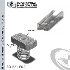 Short Spring Channel Nuts ( Strut ) Steel-E.G. 10-24 X 1/4