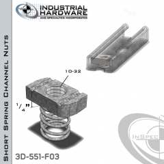 Short Spring Channel Nuts ( Strut ) Steel-E.G. 10-32 X 1/4