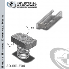 Short Spring Channel Nuts ( Strut ) Steel-E.G. 1/4-20 X 1/4