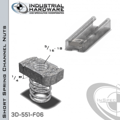 Short Spring Channel Nuts ( Strut ) Steel-E.G. 5/16-18 X 1/4