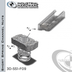 Short Spring Channel Nuts ( Strut ) Steel-E.G. 3/8-16 X 3/8