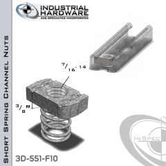 Short Spring Channel Nuts ( Strut ) Steel-E.G. 7/16-14 X 3/8