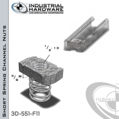 Short Spring Channel Nuts ( Strut ) Steel-E.G. 1/2-13 X 3/8