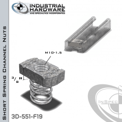 Short Spring Channel Nuts ( Strut ) Steel-E.G. M10-1.5 X 3/8