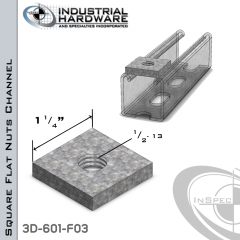 Square Flat Nuts ( Strut ) Steel-E.G. 1/2-13 Thread X 1/2 Thick