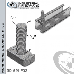 No-Spring Channel Stud ( Strut ) Steel-E.G. 1/4-20 X 1-1/4 Stud