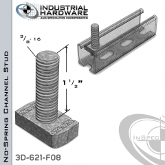 No-Spring Channel Stud ( Strut ) Steel-E.G. 3/8-16 X 1-1/2 Stud